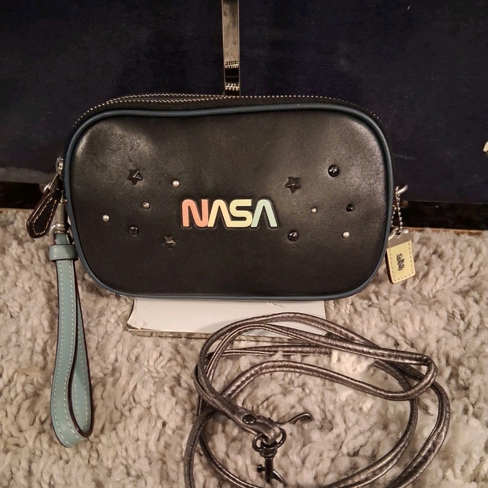Coach X NASA Black Crossbody Bag Wristlet Double Zip 10332